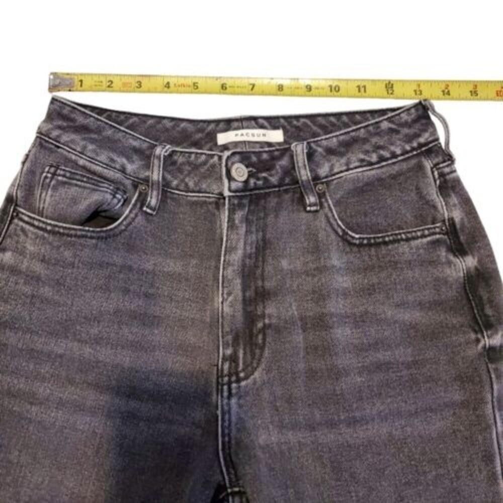 PacSun High Rise Mom Jeans Women's Size 26 Crop Charcoal Wash Cotton Denim Gray - Picture 6 of 9